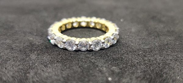 Sterling Silver Full Eternity Ring, 2.5mm Moissanite Diamond Stacking Ring, Gold Stacker, Promise Ring,  Stackable Ring, Minimalist Ring