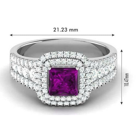 Halo Wedding Engagement Ring, 3.50 Carat Cushion  Blue Sapphire Round Diamond ring, Solid 925 Sterling Silver ring,sapphire Gifts Rings.