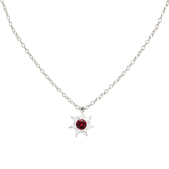 Garnet Sun Dainty Delicate Necklace Pendant For Her, Everyday Wear Necklace, Garnet Sun Neckalce, 2.00 Ct Red Garnet Sun Necklace Pendant