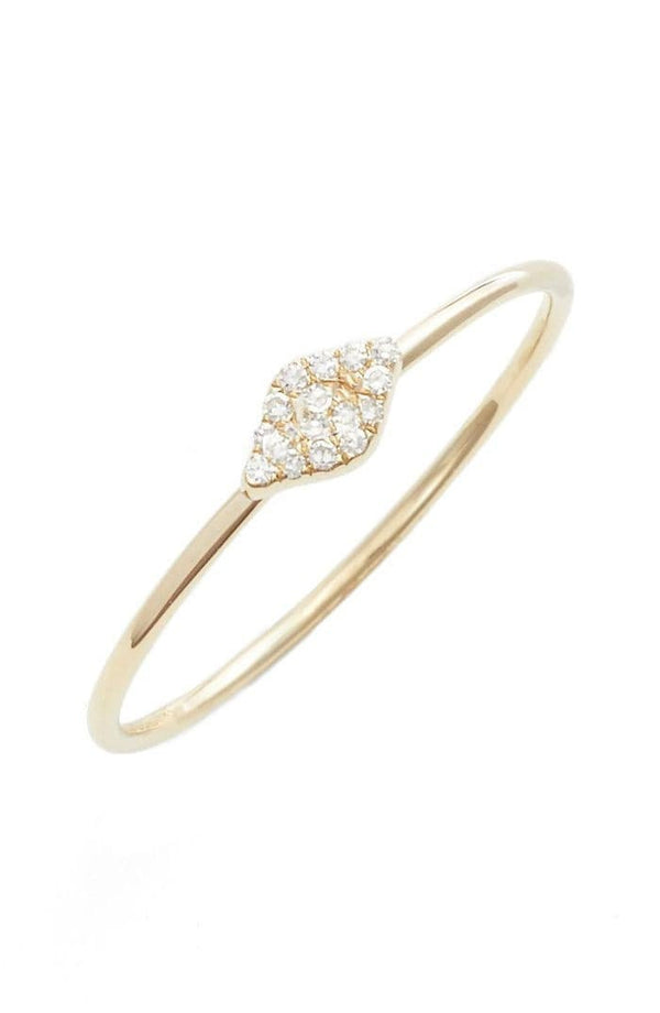 14k Yellow Gold Plated Diamond Dainty Ring, Sterling Silver Ring, Minimalist Ring, Delicate Stacking Ring, Anniversary Ring, Promise Ring