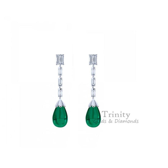 EMERALD DANGLE EARRINGS, Emerald earrings, Emerald silver earrings, Emerald Pear Cut, Emerald pear shape, Silver earrings, Silver jewelry