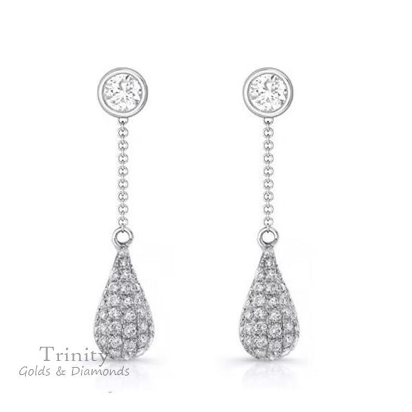 Diamond Women's Earrings, Moissanite Diamond Dangel And Drop Earrings, Diamond Earrings, Sterling silver Earrings, Wedding Diamond Earrings
