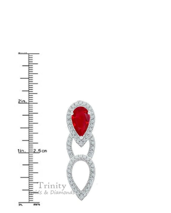 RED RUBY EARRINGS, Sterling Silver Teardrop Earrings, Ruby Drop Earrings in 925 Silver