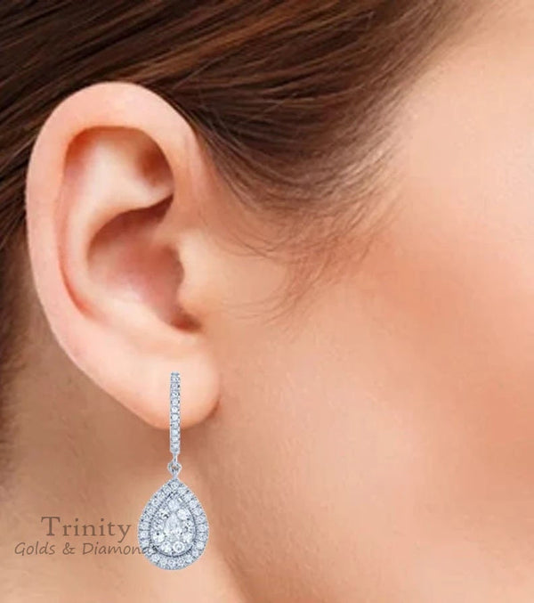 MOISSANITE EARRING, LEVER Back Earring, Screw Back Round Cut Wedding Earring, Valentine Day Earrings Gift For Wife, Sterling silver Earrings