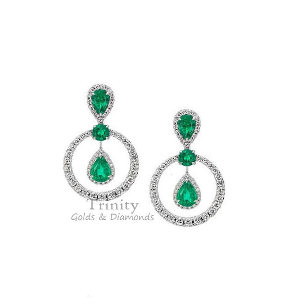 Emerald Earring, Emerald Birthstone Silver Earring, Teardrop Stone Earring, 925 Sterling Silver Earring, Gemstone Earring, Dangle Earrings