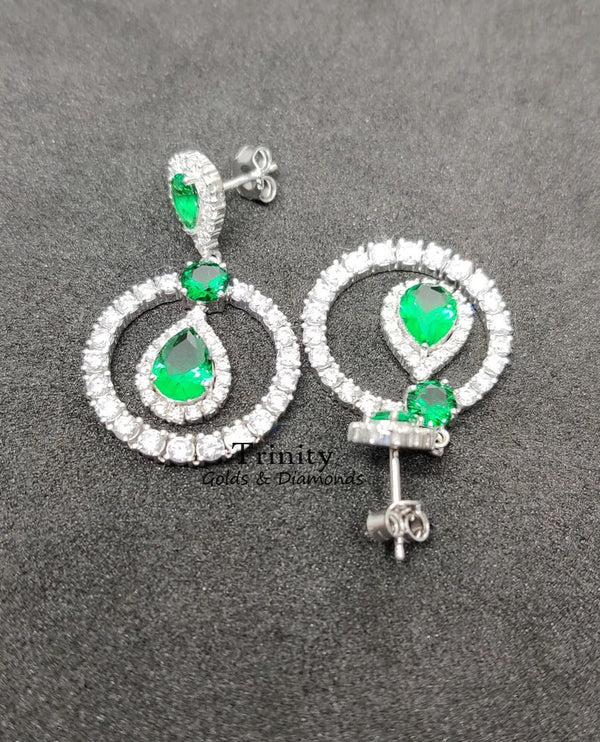 Emerald Earring, Emerald Birthstone Silver Earring, Teardrop Stone Earring, 925 Sterling Silver Earring, Gemstone Earring, Dangle Earrings
