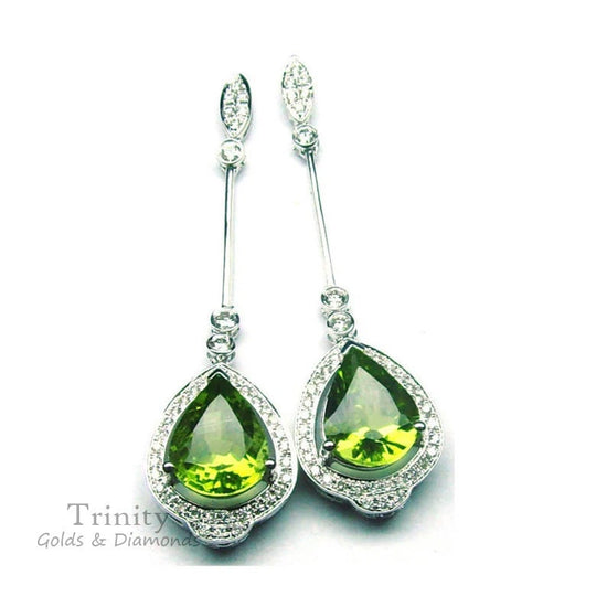 2.50 CT PEAR SHAPE Emerald  Green Diamond Dangle Drop Earrings with 10kt White Gold Plated Over Silver, Dangle Drop Earrings, Valentine Day