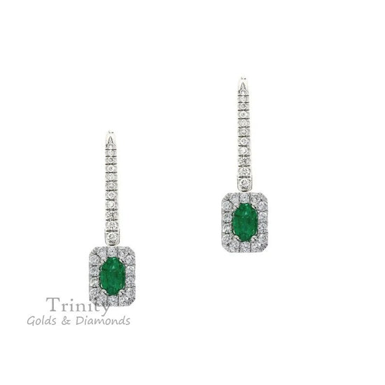 EMERALD EARRINGS, Emerald Earrings, Green Emerald Drop Earrings, Emerald Diamond Earrings, Bridesmaids Emerald Earrings, Mother&