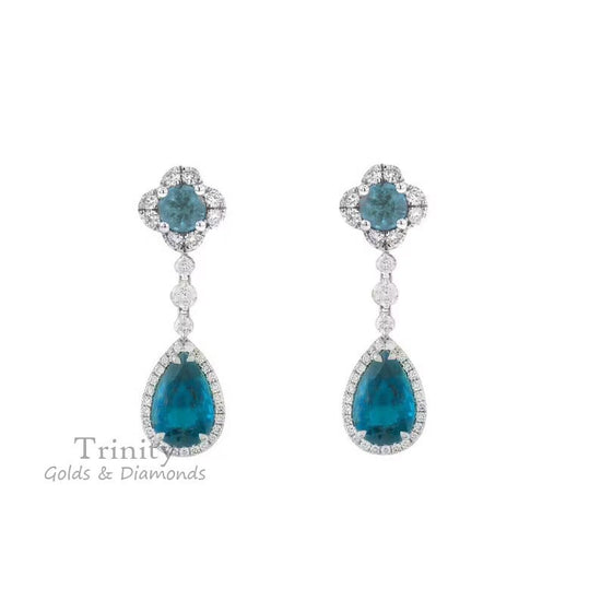 True Elegant ® Pear Shape Blue Topaz Drop Earring/Blue Topaz With Moissanite Diamond earrings/Topaz Gemstone Earrings/Handmade Drop Earrings