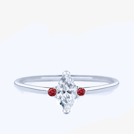 Marquise And Round Cut, Green Emerald And Diamond Women&