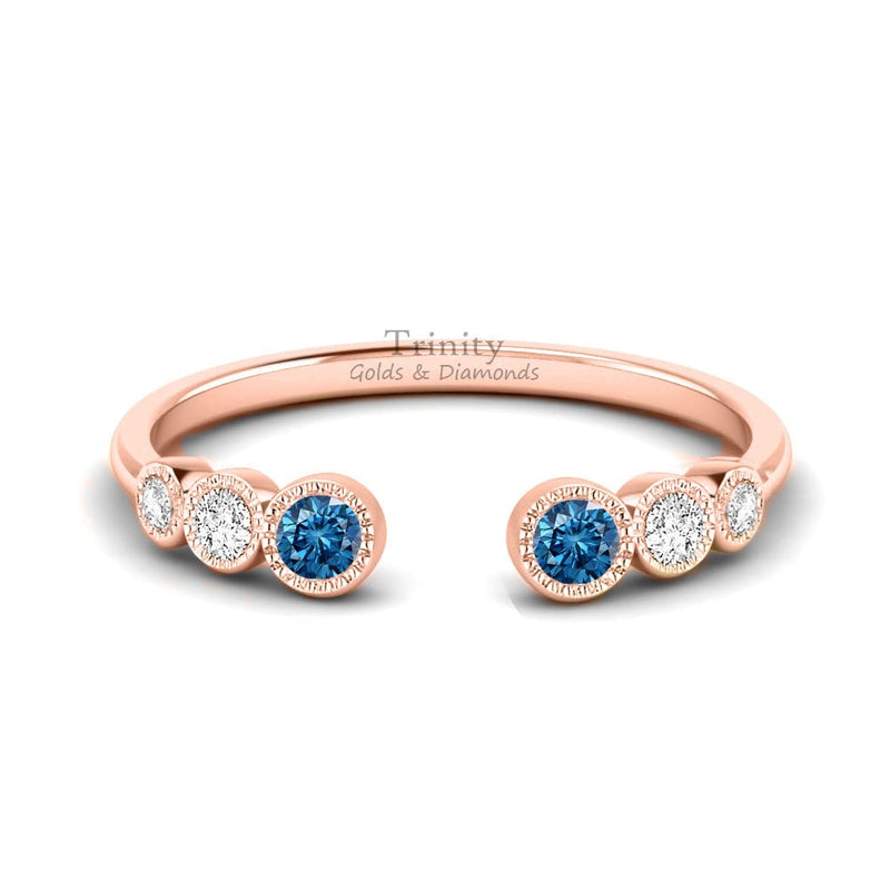 Promise Open Band Ring, Hug Band Ring, Gemstone Open Band Ring, Sapphire Open Band, Blue Sapphire Diamond Open Wedding Anniversary Band