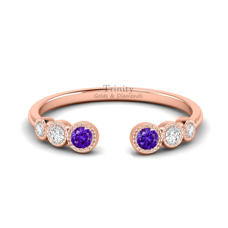 1.40Ct Amethyst Open Ring Band, Gemstone Open Ring, Adjustable Ring, Handmade Ring, Statement Ring, Delicate Ring For Her, Mother's Day Gift