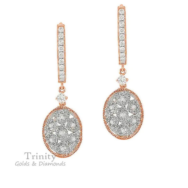 10kt gold Finish Diamond Earrings, Sterling Silver Moissanite Earrings, Dangle Drop Earrings,Screw Black Diamond Earrings, Mother's day Gift