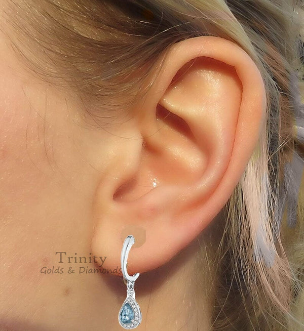TOPAZ WEDDING EARRINGS/ Sterling Silver Topaz Diamond Earrings / November Birthstone Earrings Jewelry / Gift for Her,Wedding Earrings,Gifts