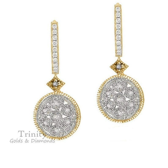 1.0CT Vintange Inspired Moissanite Diamond Dangle Earrings,  Earring With Miligrain Work, Art Deco Earring For Women, Dangle Drop Earring