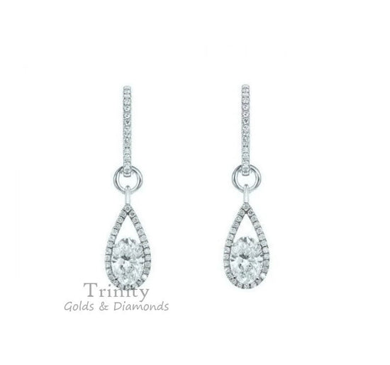 DIAMOND DANGLE EARRINGS, Dangle And Drop Earrings, Sterling Silver Diamond Dangle Earrings