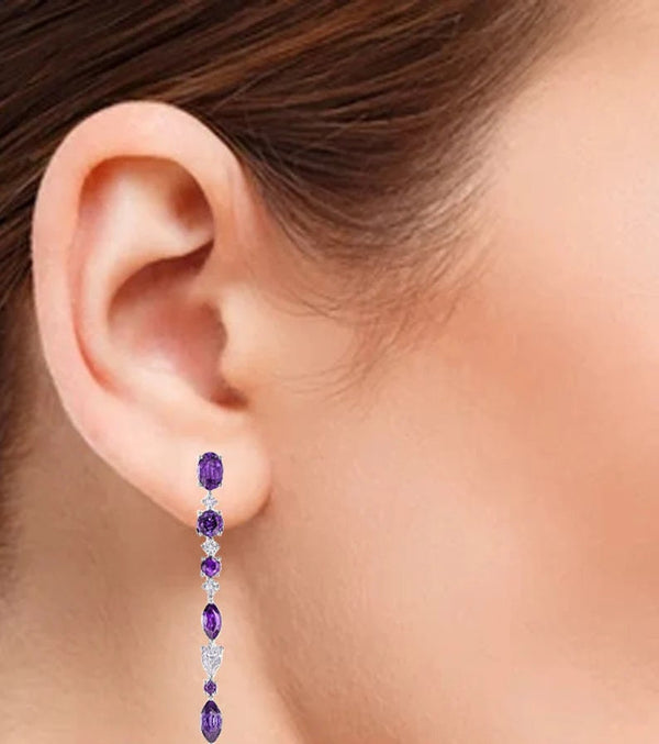 AMETHYST EARRINGS,STERLING Silver Purple Amethyst Earrings, Amethyst Dangle Earrings, February Birthstone , Dangle Earrings, Wedding Gifts