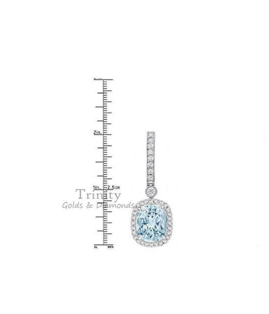 Topaz Halo Dangle Drop Earrings, Bridesmaid earrings, Bridal Earrings, Birthstone Earrings