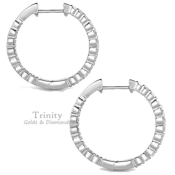 MOISSANITE HOOP EARRING, Small Hoop Earring, Out Side Hoop Diamond Earrings, Stone Charming Earring Gift For Teen Ager Girl, Mother's Gift