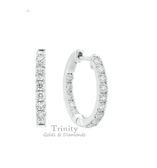 MOISSANITE HOOP EARRING, Small Hoop Earring, Out Side Hoop Diamond Earrings, Stone Charming Earring Gift For Teen Ager Girl, Mother's Gift