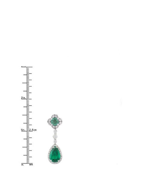 14kt White Gold Finish Pear Emerald Dangle & Drop Earrinigs, Sterling silver emerald Dangle Earrings,Emerald Earring Dangle Silver, Gifts