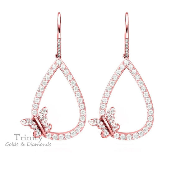 Moissanite & Diamond Earrings, Drop And Dangle Earrings, 925 Sterling Silver, Handmade Women&
