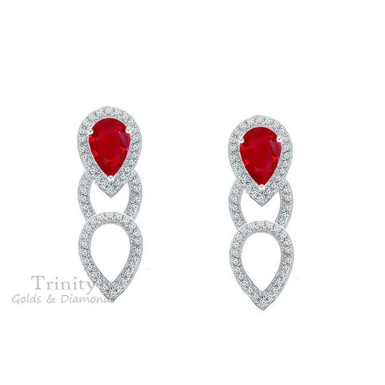 RED RUBY EARRINGS, Sterling Silver Teardrop Earrings, Ruby Drop Earrings in 925 Silver