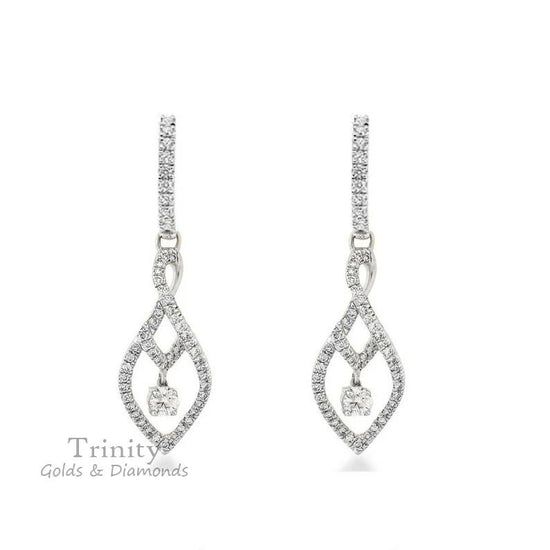 DIAMOND DANGLE EARRINGS,14 Kt Gold Plated Dangle Earrings Silver,Bridal Earrings Silver,925 Sterling Silver Earrings,Diamond earring dangle