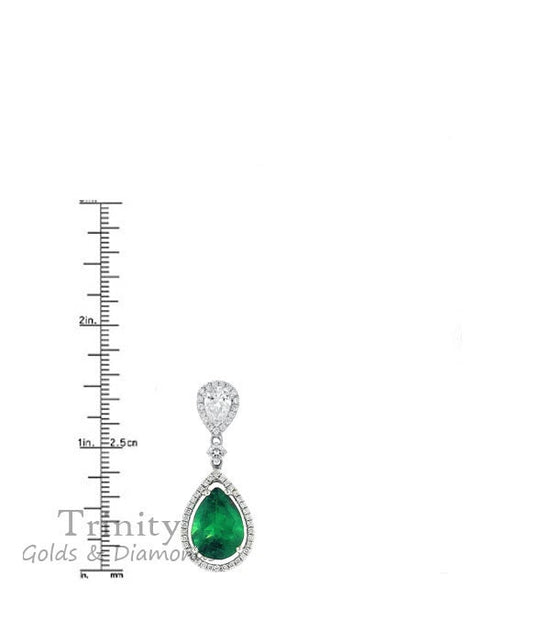Pear Shape Dangle Earrings For Women • Emerald Pear Dangle Drop Earring for Her • With Screw Back • Anniversary Gift for Women • Halo Dangle