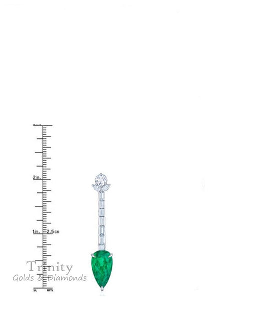 2 Ct Pear shape Emerald Diamond Dangle And Drop Earrings, Emerald Sterling Silver Dangle Earrings, Wedding Drop Earrings, Mother&