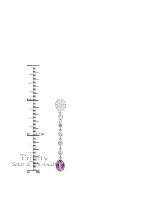 2.0 Carat Oval sapphire Dangle Earrings, Bezel Sapphire Earrings, Drop Dangle Earrings,  Cluster Dangle Drop Earrings, Perfect Gift for Her