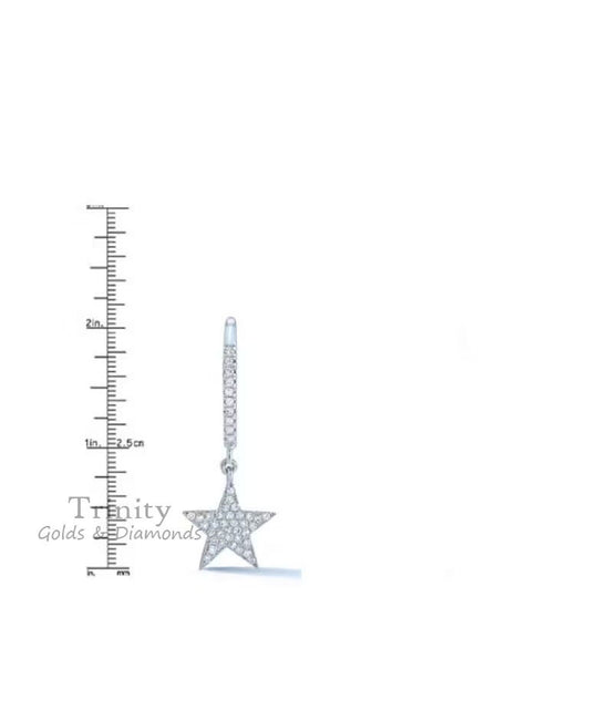 STAR EARRING, ELEGANT Earring, Bridal Charming Cubic Zirconia Dangle Drop Earring,White Diamond Sterling Silver Earring,Star Dangle Earrings