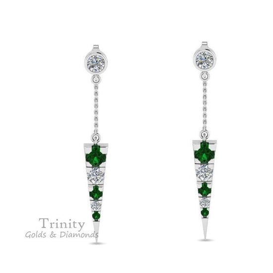 EMERALD DANGLE EARRINGS,Long 925 Sterling Silver  Earrings, Long dangle Earrings,Sterling Silver Dangle Earrings, Gift For Her, Wedding Gift