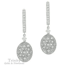 3.00 Ct Diamond And Moissanite Earrings, Drop And Dangle Women's Earrings, 925 Sterling Silver, 14K White Gold Plated, Gift For Her