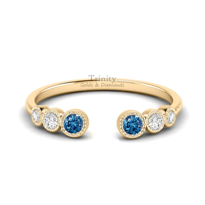 Promise Open Band Ring, Hug Band Ring, Gemstone Open Band Ring, Sapphire Open Band, Blue Sapphire Diamond Open Wedding Anniversary Band