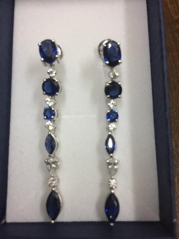 Sapphire Dangle Earrings • Gemstone Earring • Birthstone Dangle Earring • Multi-stone Earring • Marquise, Oval , Pear & Round Shape.