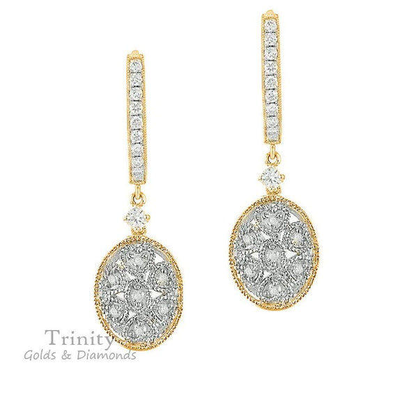 10kt gold Finish Diamond Earrings, Sterling Silver Moissanite Earrings, Dangle Drop Earrings,Screw Black Diamond Earrings, Mother's day Gift