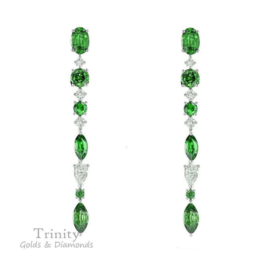 EMERALD EARRING, STERLING Silver Earring, Emerald Drop Earrings, Woman&