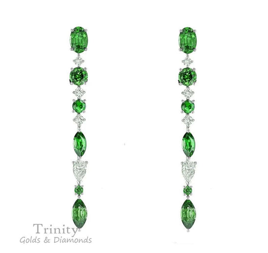 Green Emerald ,925 Sterling Silver, Earring, Emerald Drop Earrings,Woman&