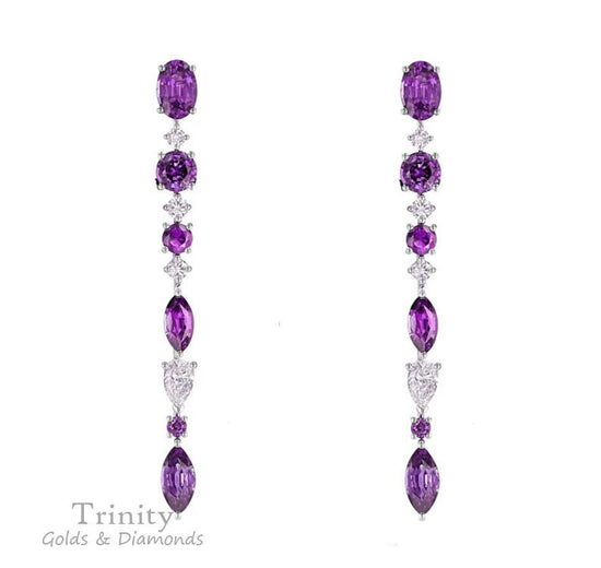 AMETHYST EARRINGS,STERLING Silver Purple Amethyst Earrings, Amethyst Dangle Earrings, February Birthstone , Dangle Earrings, Wedding Gifts