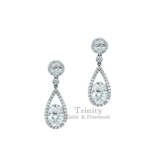 BRIDAL DROP EARRINGS,Diamond Dangle Earrings In Sterling Silver, Diamond Earrings, Gifts