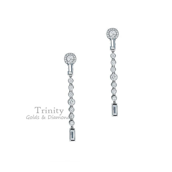 DIAMOND DANGLE EARRINGS, Sterling Silver Earrings, Dangle Earrings, Diamond Earrings, Gift