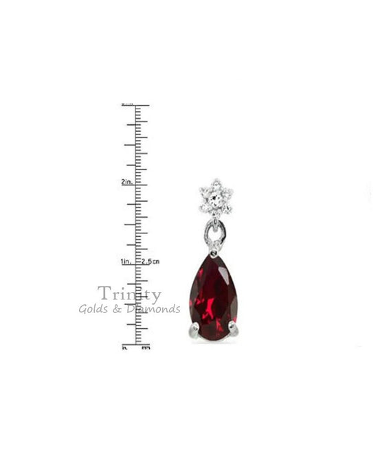 BIG RED RUBY Pear Shape Dangle Diamond Earrings,Silver Ruby Earrings,Antique Ruby Earrings Ruby Teardrop Earrings Ruby Earrings In Silver