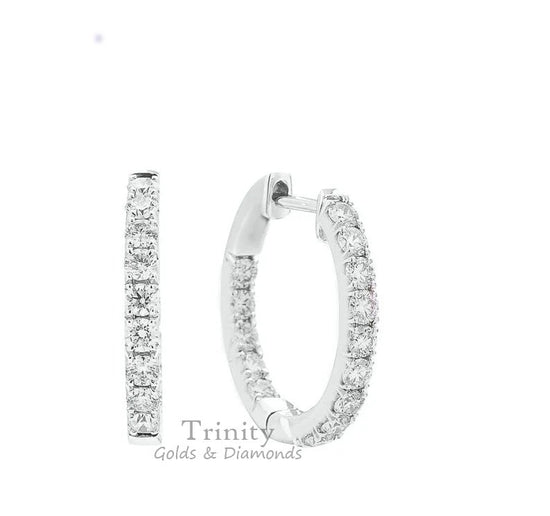 MOISSANITE HOOP EARRING, Small Hoop Earring, Out Side Hoop Diamond Earrings, Stone Charming Earring Gift For Teen Ager Girl, Mother&