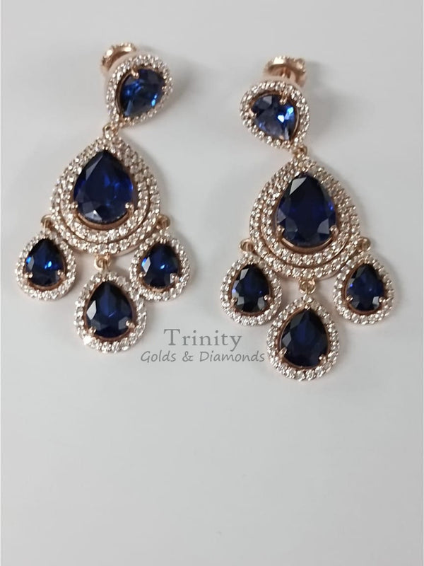 3.50CT PEAR Shape Sapphire Diamond Dangle CHANADLER EARRINGS With 14kt White Gold Over Silver, Sapphire Earrings, Gift For her