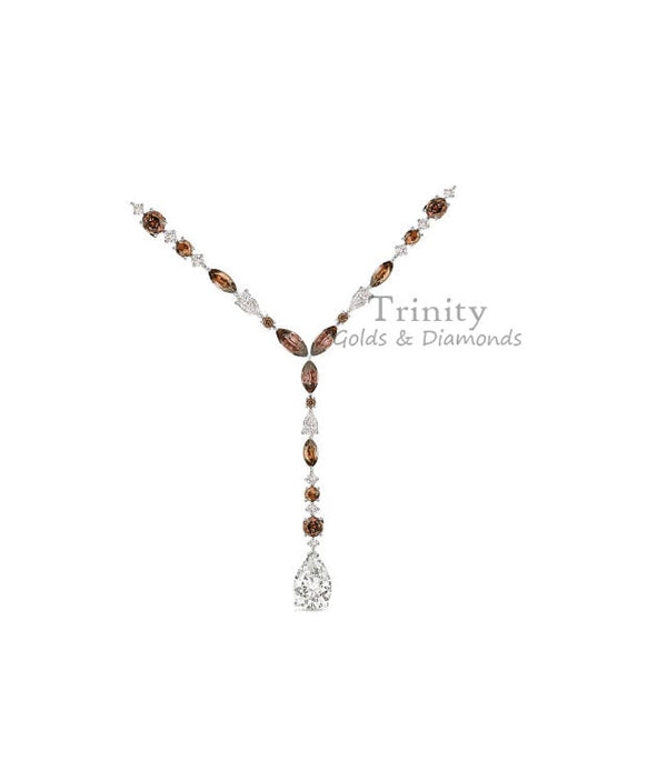 Brown Minimalist Marquise & Pear Gemstone Pendant Necklace,14k White Gold Plated,Gift For Her, 925 Sterling Silver Necklace,Christmas Gifts
