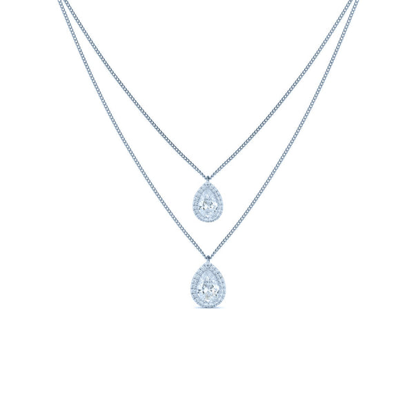 Pave Set Pear Cut Diamond Necklace In Sterling Silver,10k Gold Plated Over,Pave, Dainty,Necklace,Bridal,Wedding,Christmas gifts For Women's
