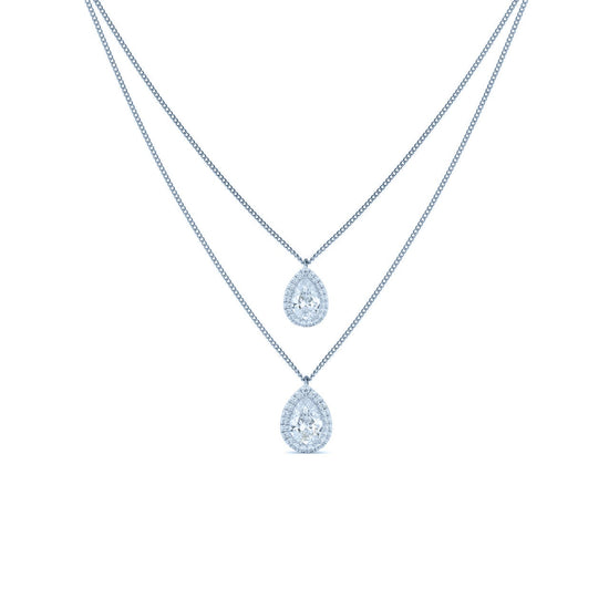 Pave Set Pear Cut Diamond Necklace In Sterling Silver, 14k Gold Plated Over, Pave, Dainty, Necklace, Bridal, Wedding, Christmas gifts For Women&