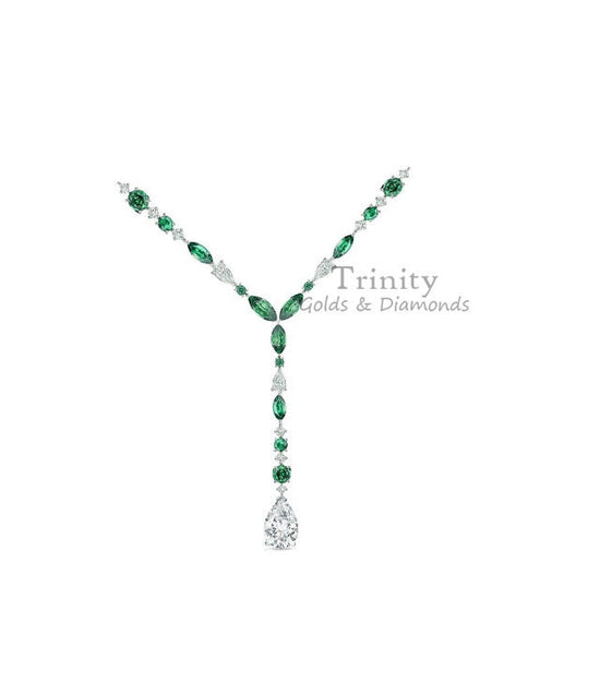 Green Emerald Marquise Necklace,Diamond Crystal Bridal Jewelry,Marquise Cluster Necklace,Bridesmaid Gift,Wedding Bridal Gifts,For Women&