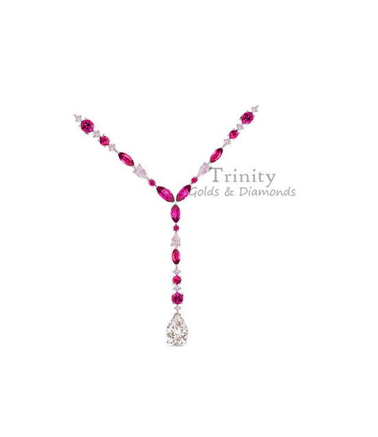 Ruby Minimalist Marquise And Pear Gemstone Pendant Necklace,Family Birthstone Necklace Jewelry, Gift For Her, 925 Sterling Silver Necklace